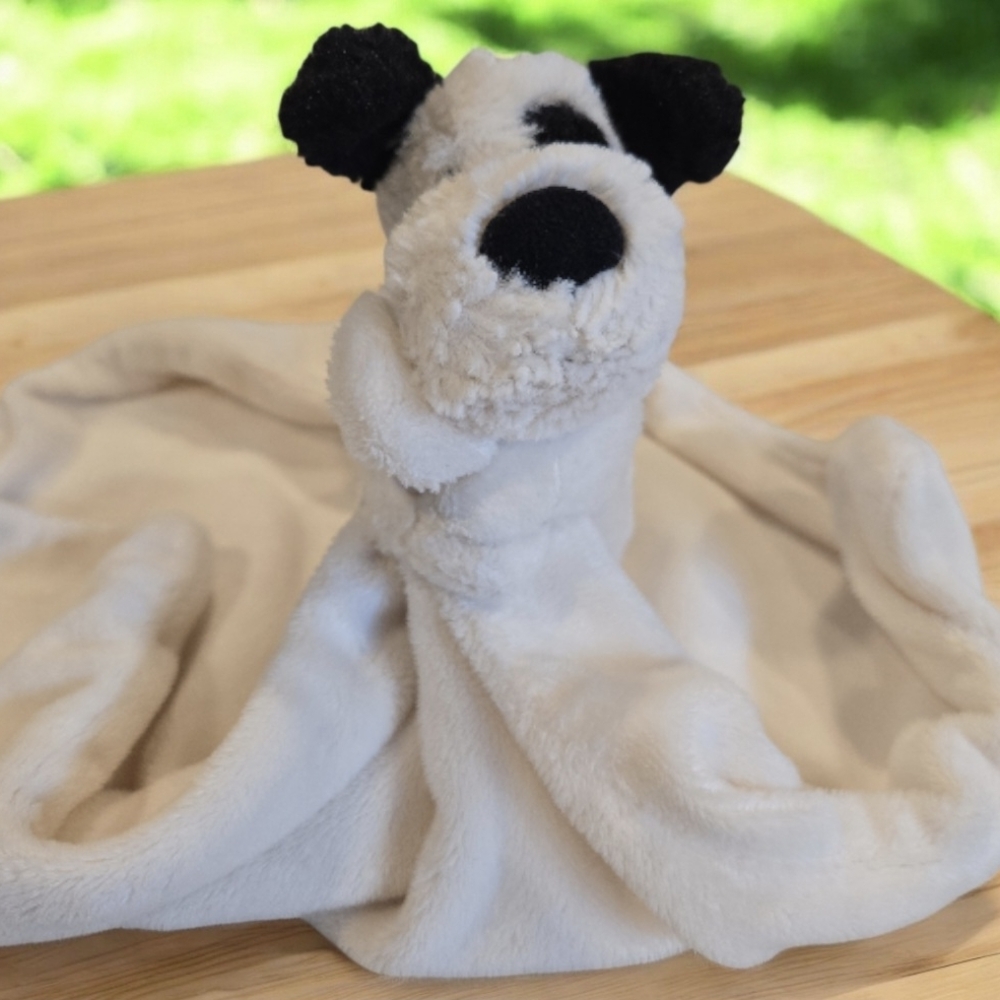 Jellycat Cozy Dog Blanket Toy - Cream and Black